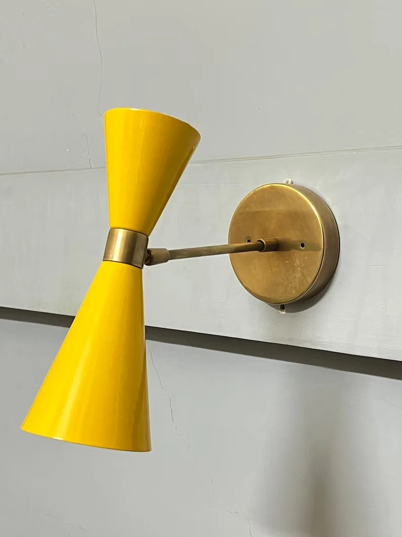 1950s Mid Century Modern Brass Italian Wall Sconce Stilnovo Wall Fixture Lamps