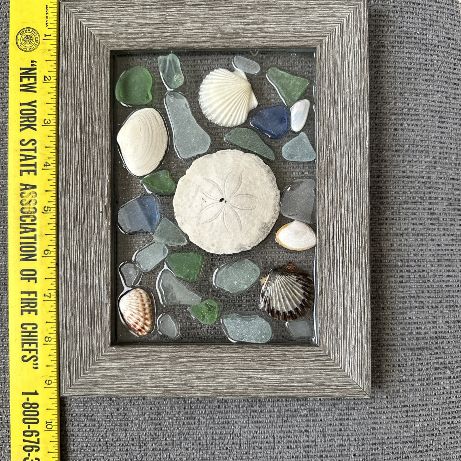 Seaglass Seashell Beach Ocean Epoxy Art Wall Framed Hanging Decor