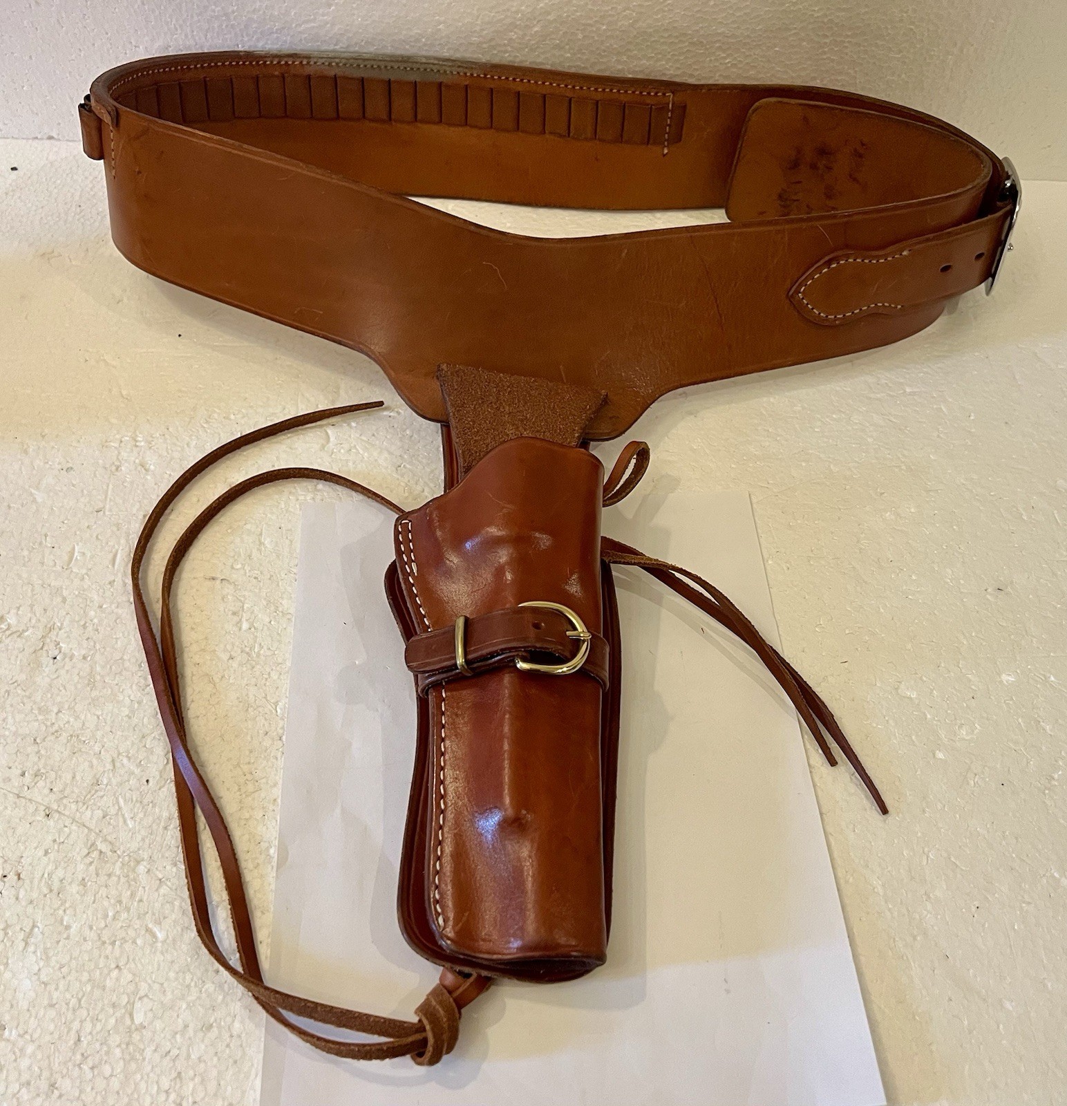 Triple K “Cheyenne”  Holster 114-15, 6.5” with Bianchi Ammo, Drop Belt, Size 38