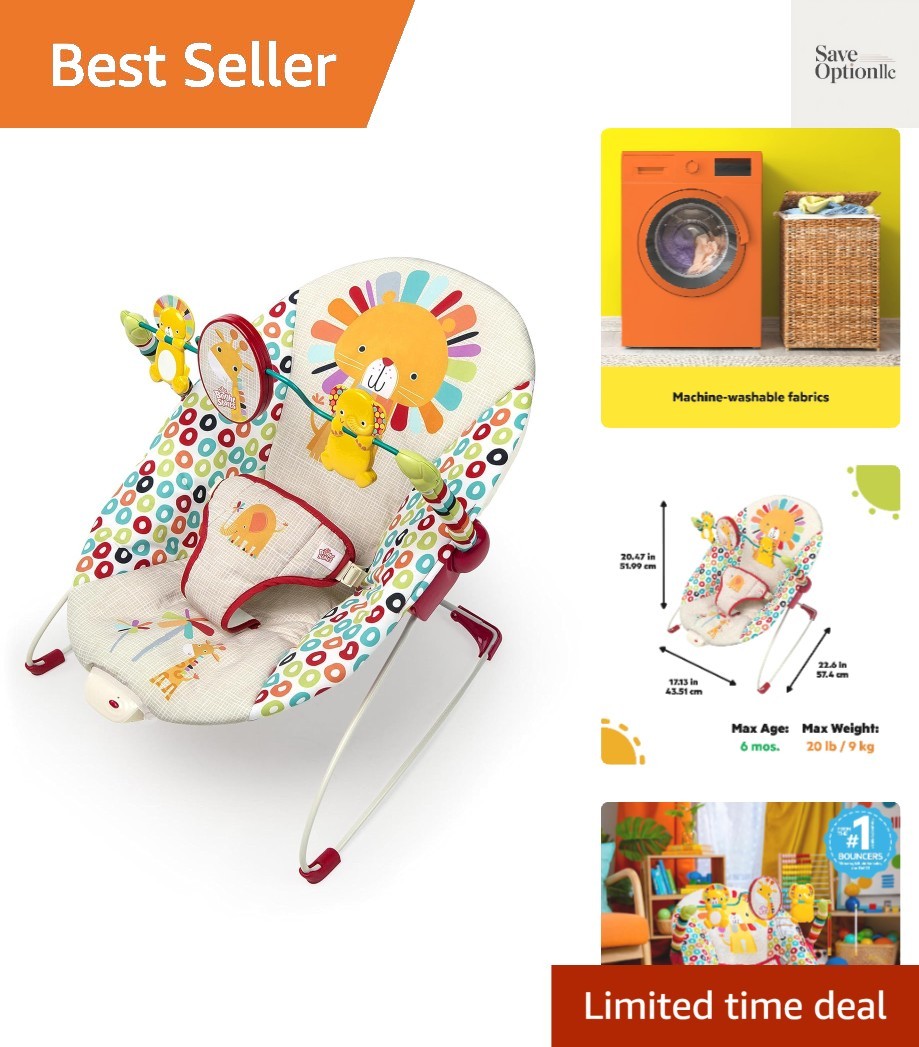 Portable Baby Bouncer Soothing Vibrations Infant Seat with Removable-Toy-Bar,...