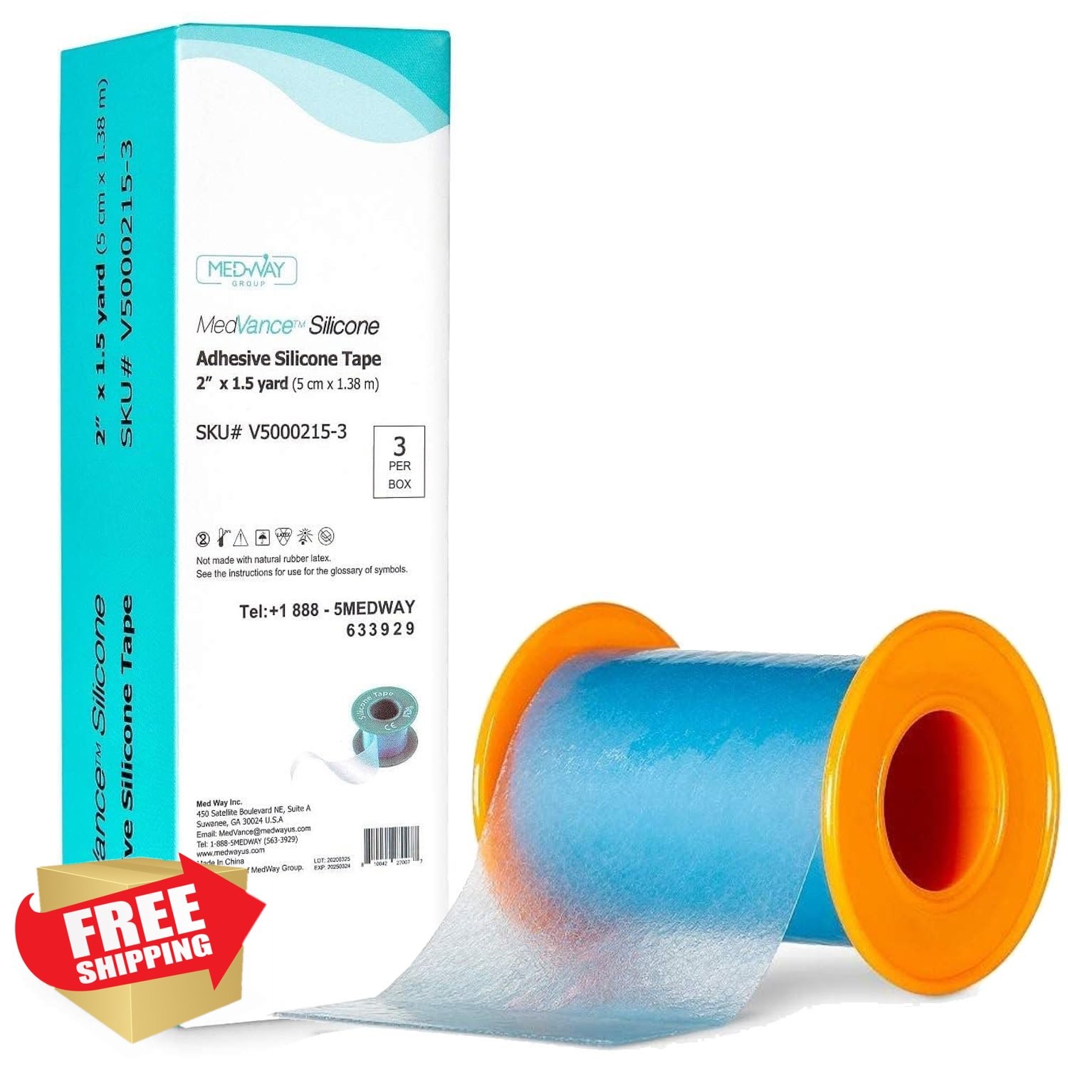 Medvance Silicone Tape 3 Rolls Soft Cuttable Waterproof Wound Bandage