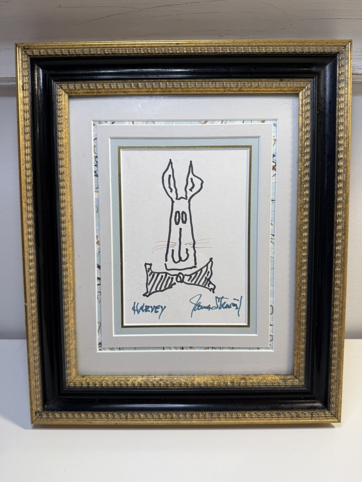 JAMES STEWART Signed Autograph & Hand Drawn Artwork 8 x 11 HARVEY THE RABBIT 