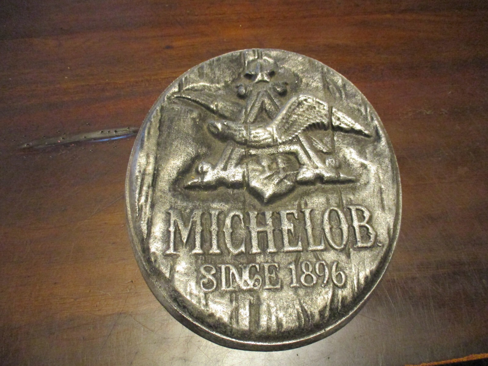 MICHELOB BEER SINCE 1896 3D ANHEUSER BUSCH OVAL SOLID CAST METAL HEAVY SIGN 9.5'