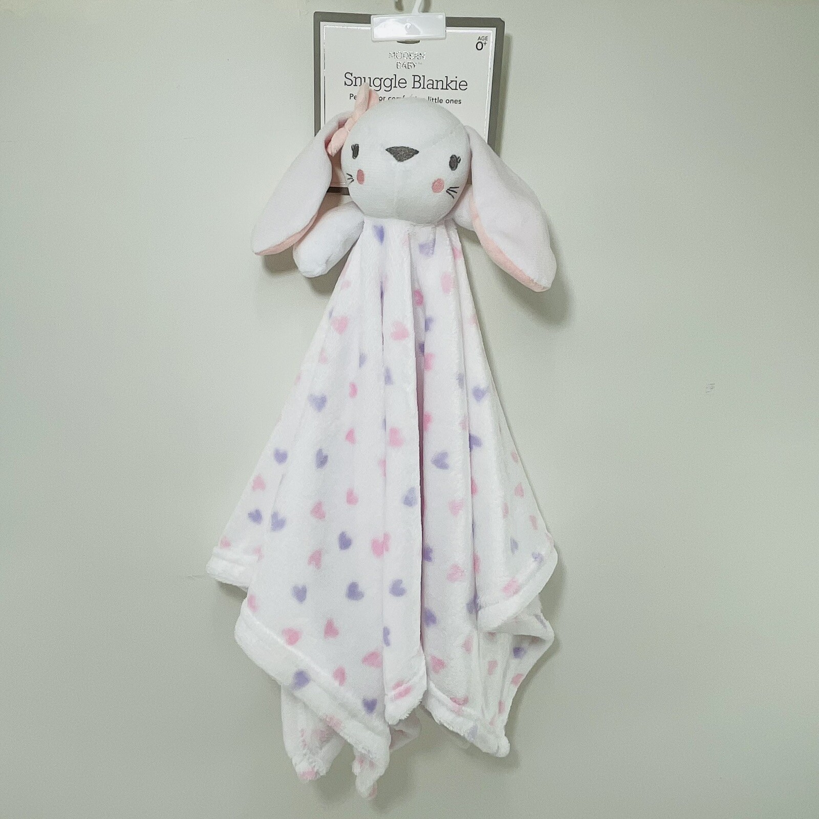 Snuggle Blankie Bunny Rabbit Security Blanket Lovey Easter Plush Toy 24” Heart