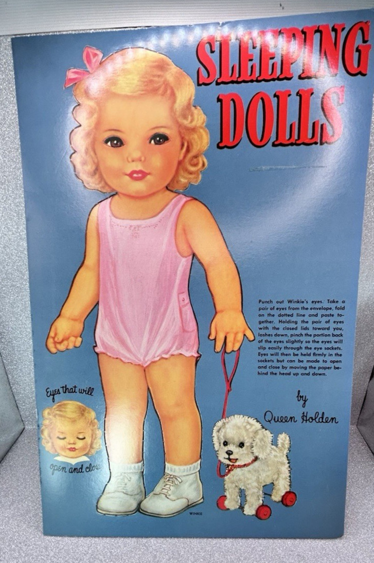 Vtg 1985 Sleeping Dolls Repro of Paper Doll Winkie & Blinkie Eyes Open Close Set