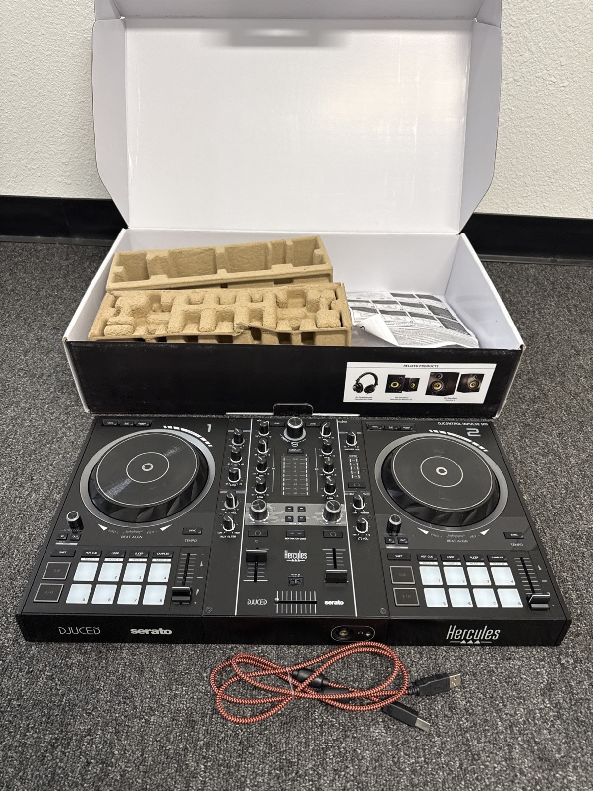 Hercules DJControl Inpulse 500 DJ Controller 2-Deck USB Serato DJUCED Mixer