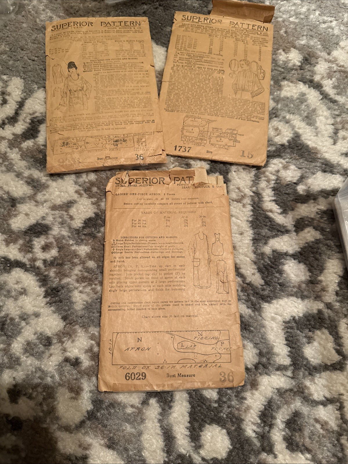 Superior 1737 6029 Apron 1930s Rare Vintage Sewing Patterns