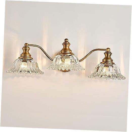 Vintage Bathroom Vanity Light Fixtures Vanity Lighting Matte 3 Light Brass