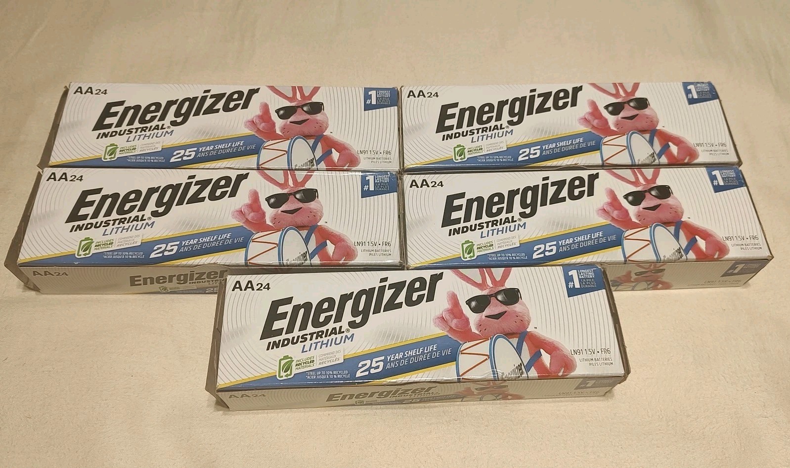 Energizer Industrial Lithium AA Lot Of 120 Batteries (24 X 5 Boxes) Expire 2050!