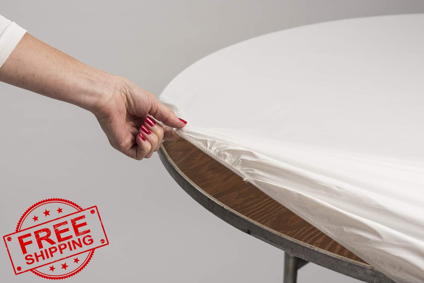 Kwik-Covers 60" Round Fitted Plastic Table Cover 5pc Blue