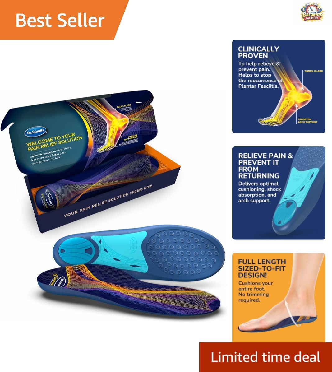 Orthotic Insoles by Dr. Scholl’s - Immediate Plantar Fasciitis Relief, 1 Pair