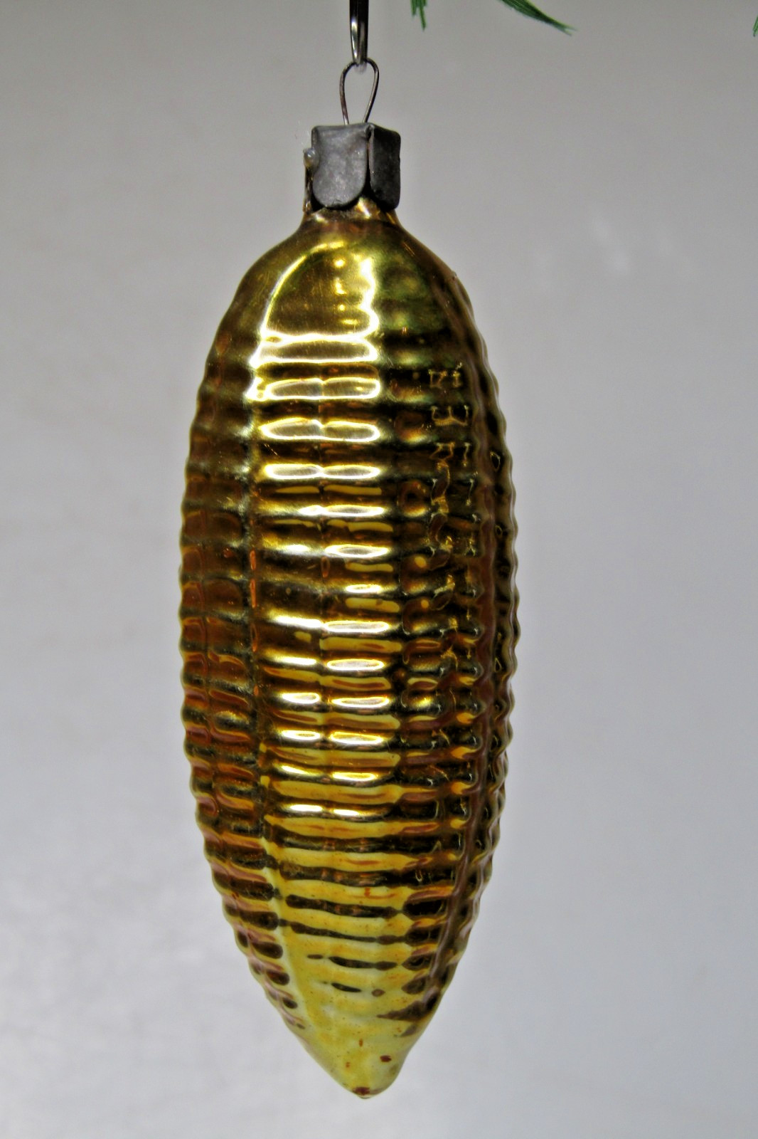 Vintage Blown Glass Bumpy GOLD CORN Christmas Ornament Germany