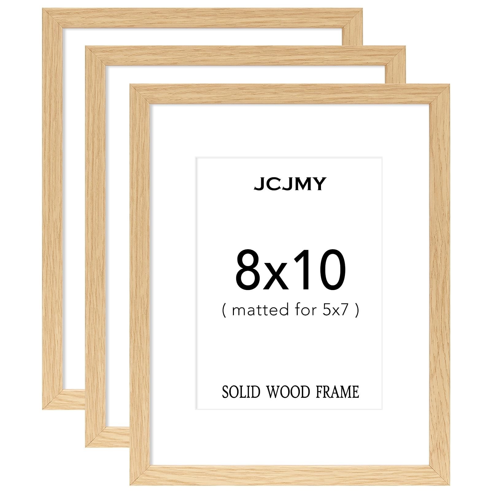 8x10 Picture Frame, Solid Wood Frame Set of 3, Display 5x7 with Mat or 8 x 10...