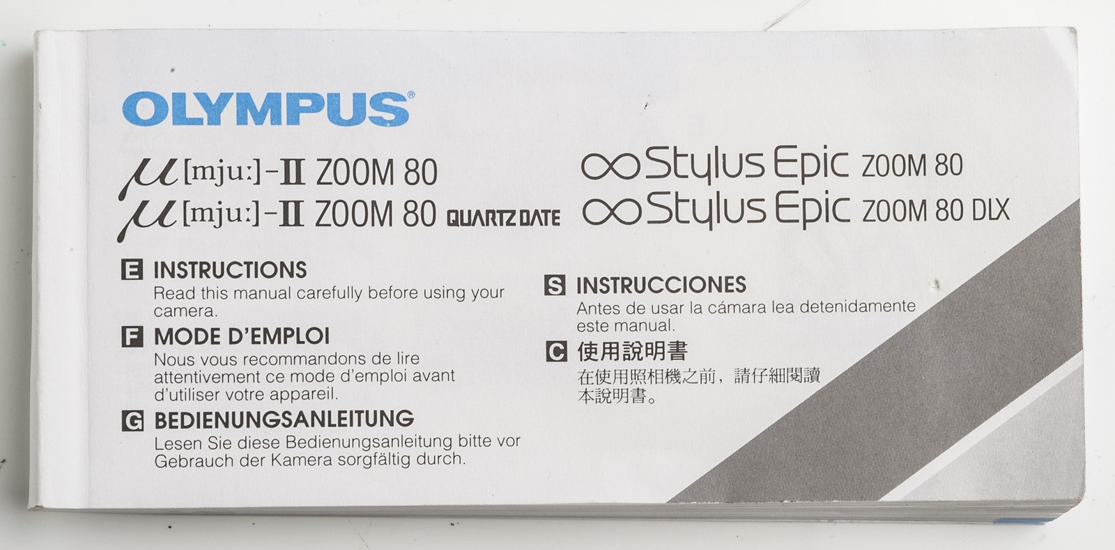 Manual olympus Mju II Zoom 80 Quartz Date Stylus Epic Dlx 2