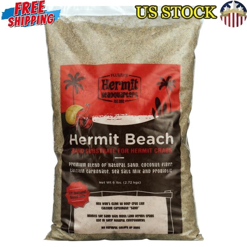 Natural Beach Sand Substrate Hermit Crabs W/ Coconut Fibers Probiotics New