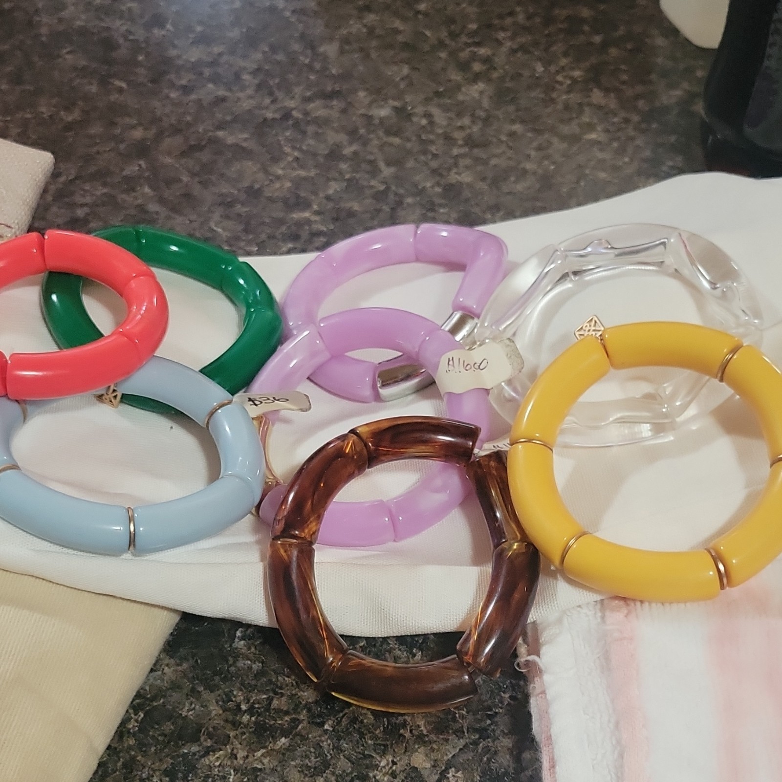 Multicolor Plastic Bangle Bracelets Set of 7 Round Fashion Costume Jewelry