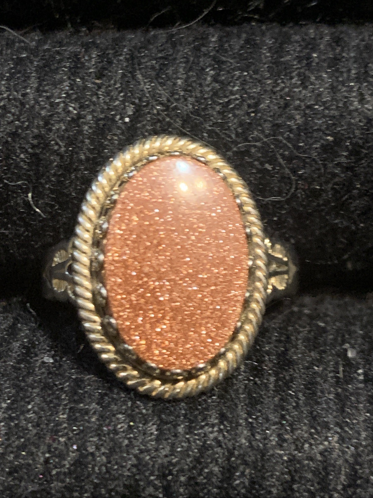 Vintage Golddust Gemstone Sandstone Sparkling Gold Ring Size 8