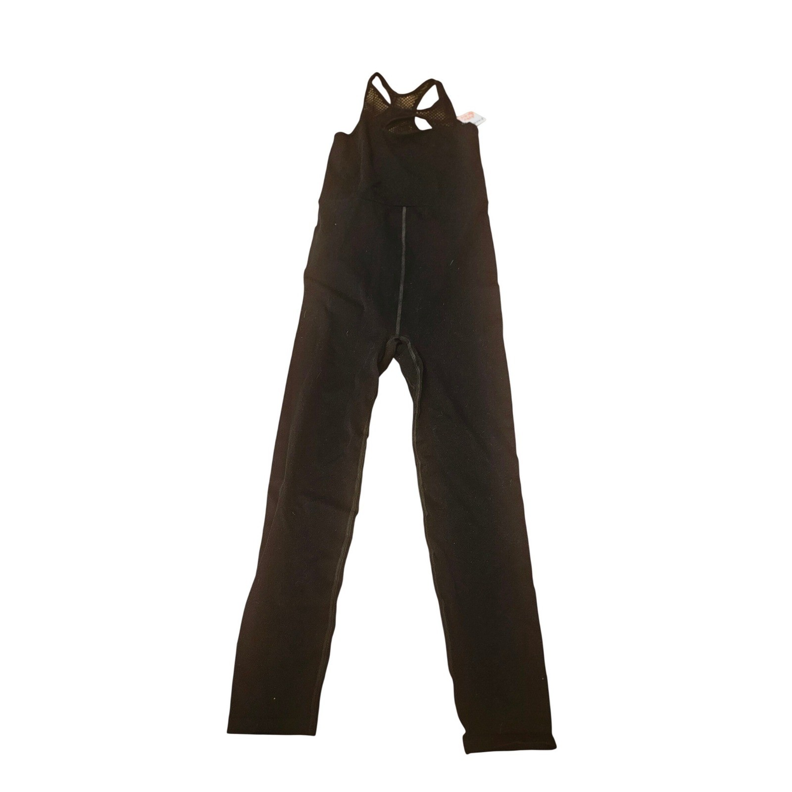 Free People Movement Good Karma One-Piece Black Mesh Racerback Jumpsuit M/L