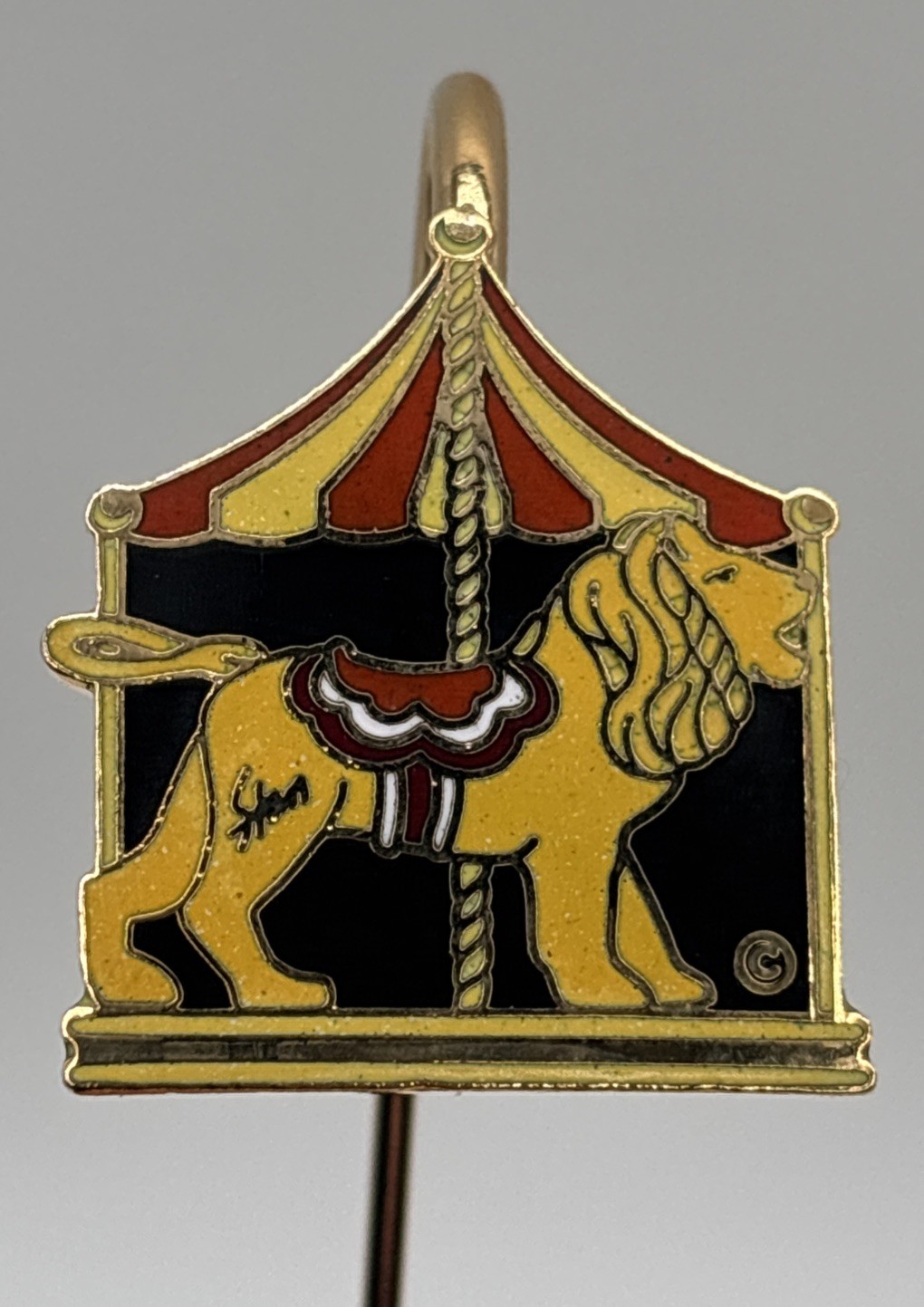 Vintage Cloisonné Enamel Lion Carousel Bookmark Gold Multicolor Book Mark