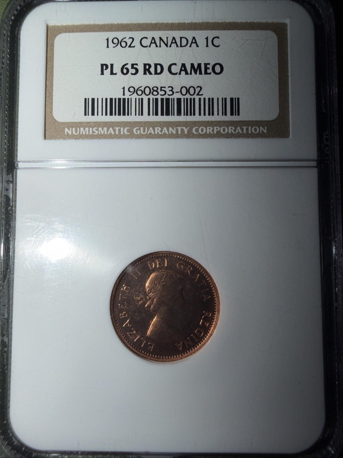 1962 Canada One Cent NGC PL-65 RD CAM
