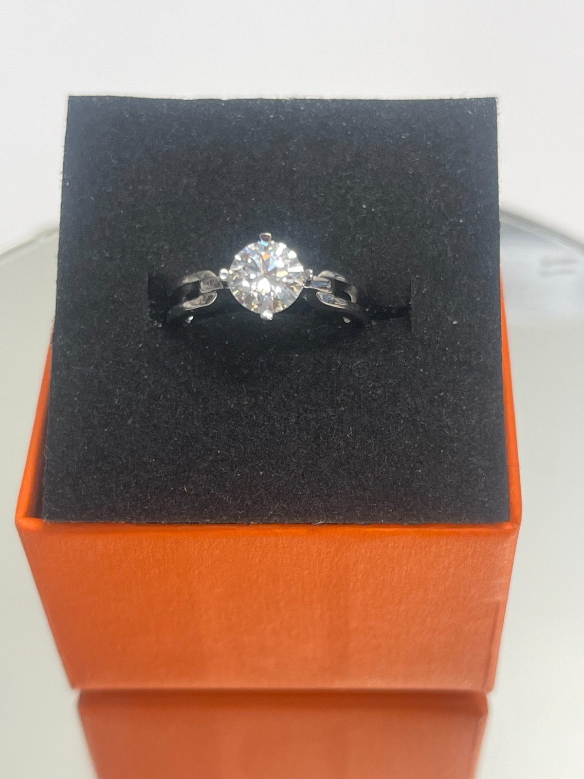 Brilliant Round Moissanite Ring 925 Sterling Silver Size 5