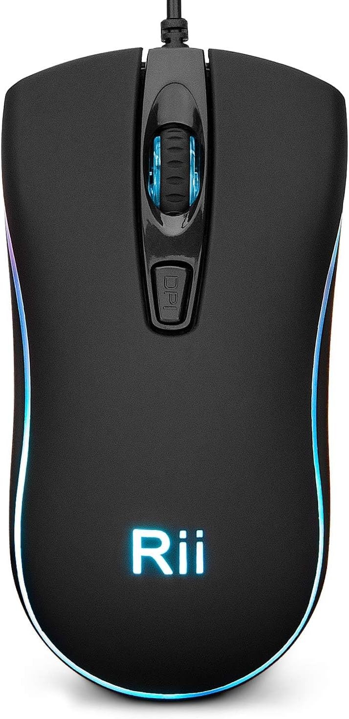 Rii RM105 Wired Gaming Mouse RGB Backlit Ergonomic Optical USB PC Laptop