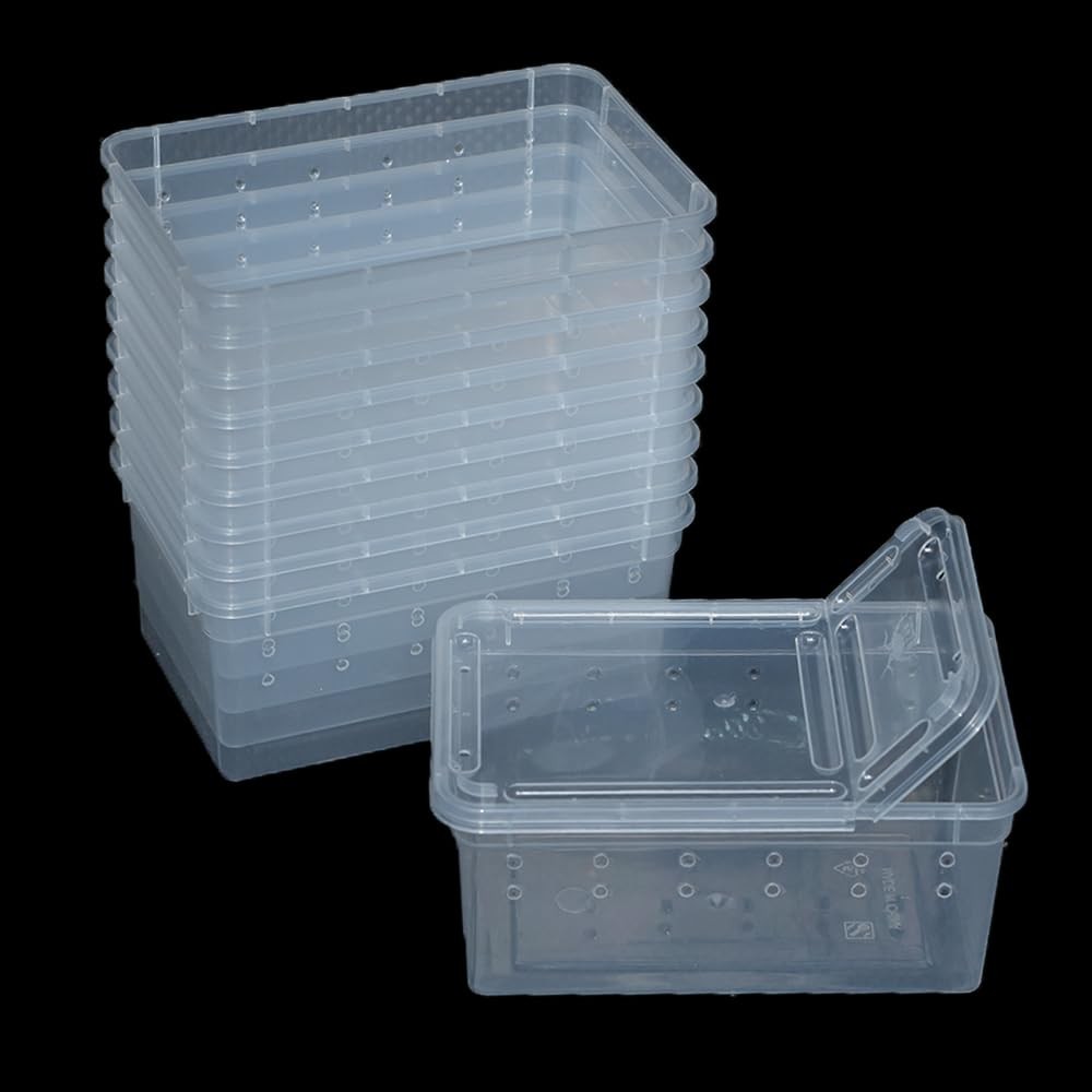 10 Pcs Reptile Feeding Boxs, Plastic Spider Terrariums Breeding Box Feeder Insec