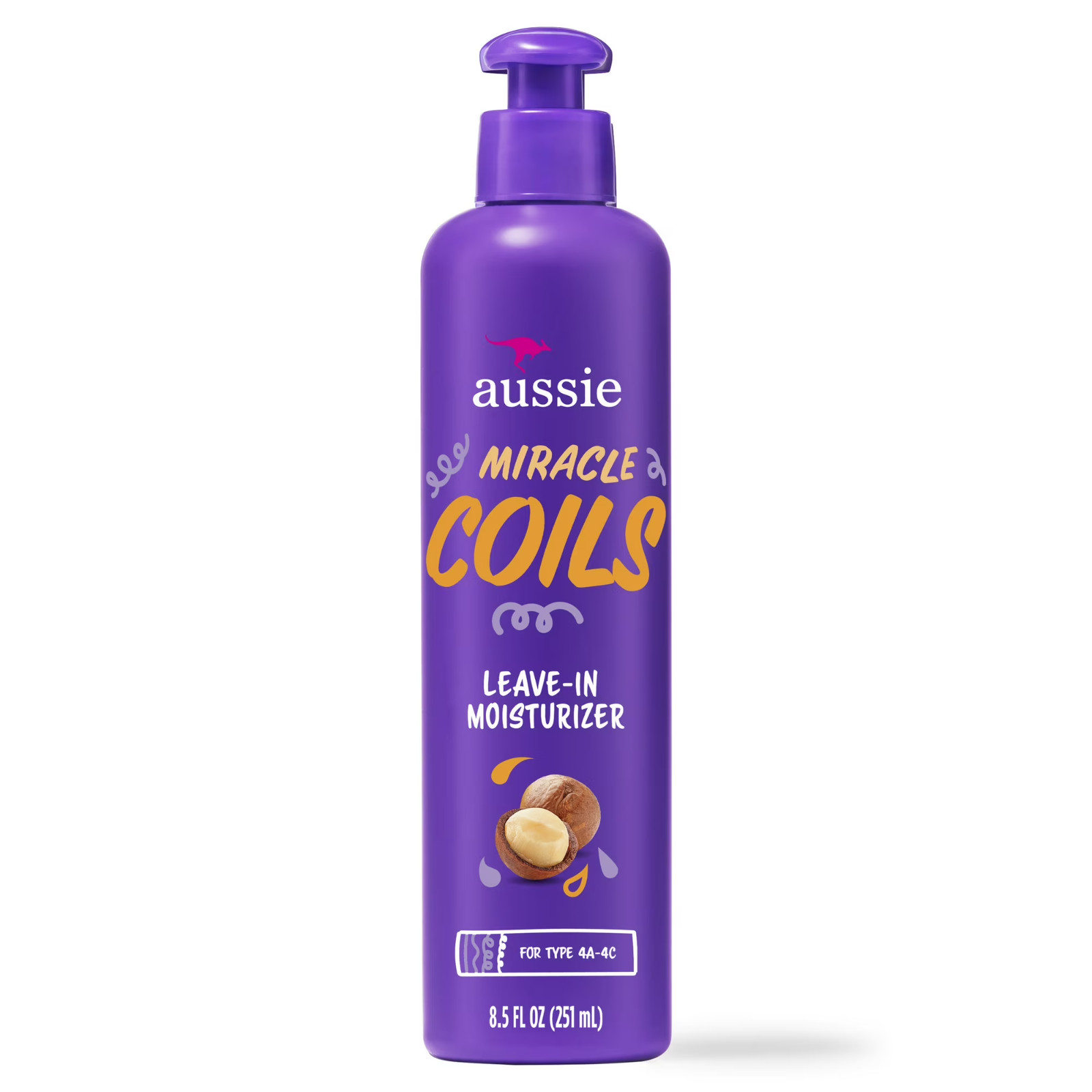 Aussie Miracle Coils Leave-In Moisturizer 8.5oz Macadamia Nut Oil Sulfate Free