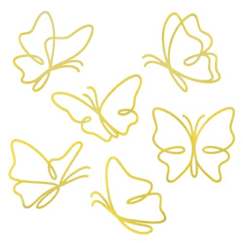 6 Pieces Linear Metal Butterfly Wall Art, Gold wall art for Living Gold-style1