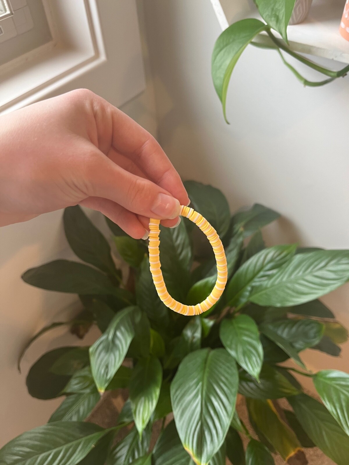 Handmade Yellow Heist Beaded Bracelet.