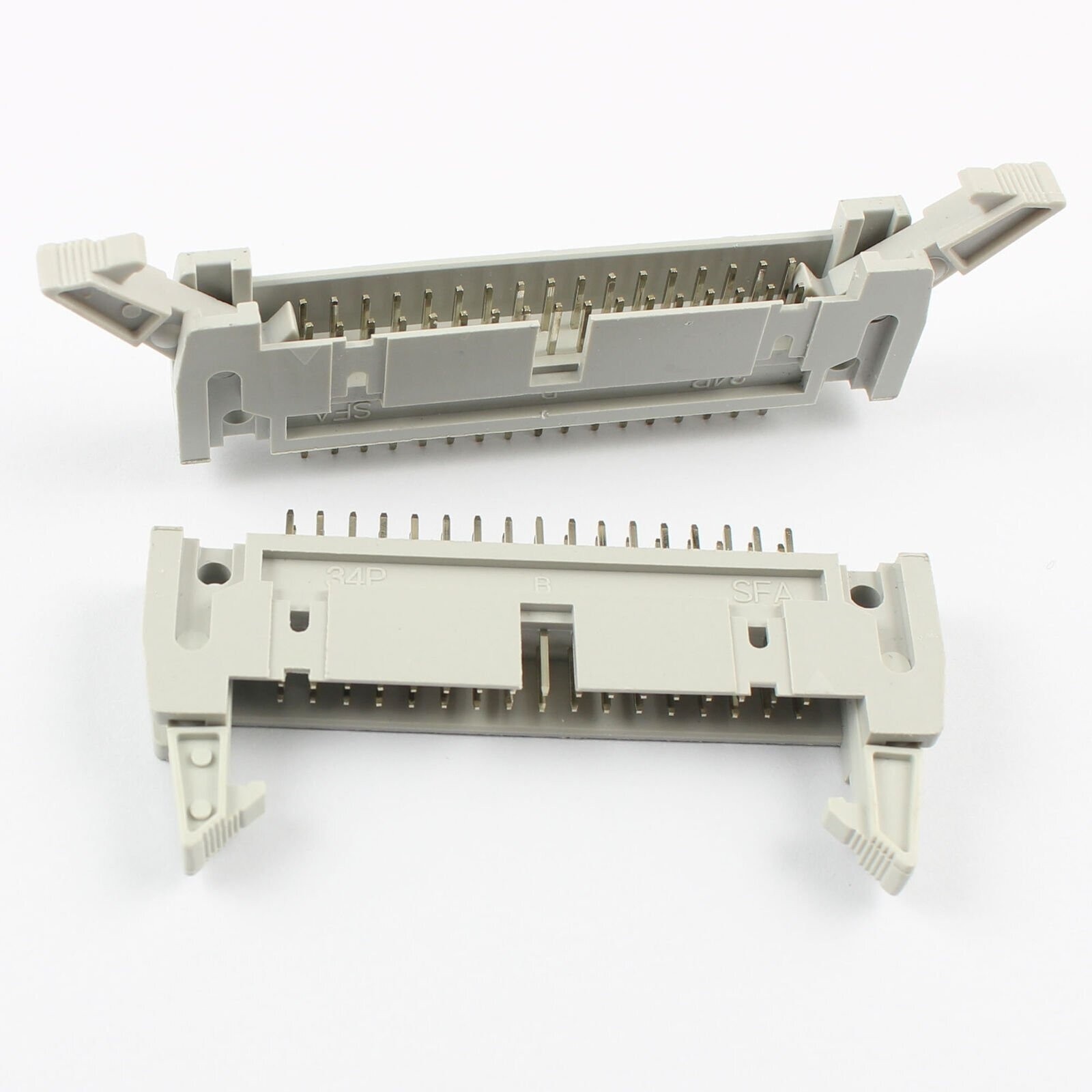 2pcs 2.54mm pitch 2x17 pin 34 pin male straight ejector header connector latch *