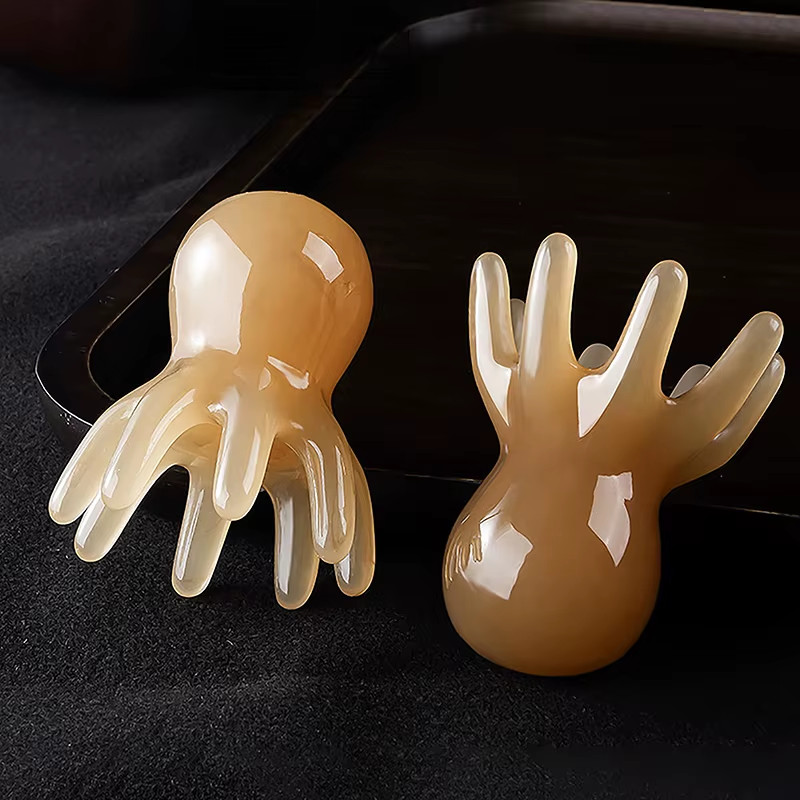 2Pcs Resin Octopus Comb Head Massager Meridian Scraping Scalp Massage Acupunctur