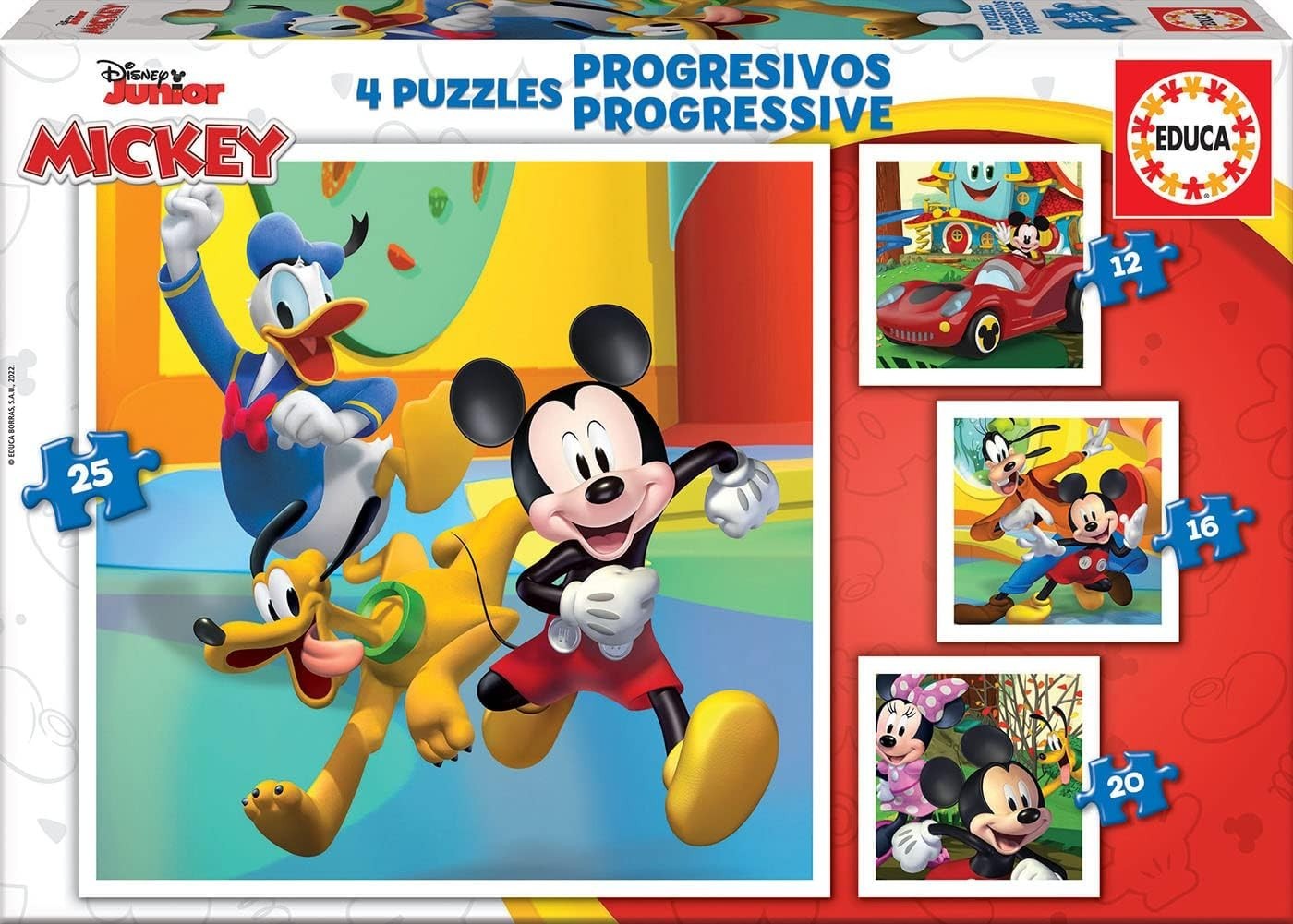 NEW EDUCA  BORRAS Jigsaw Puzzle 4 in 1  Pieces Disney Mickey & Friends