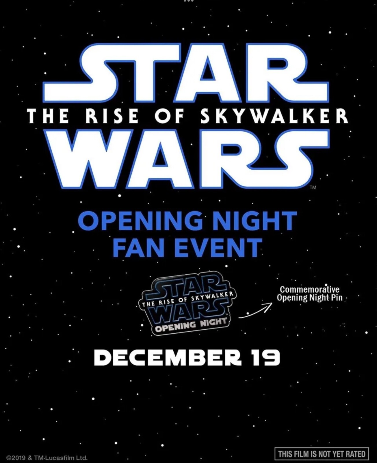 Disney Pin Star Wars The Rise of Skywalker AMC Opening Night Fan Event 12/19/19