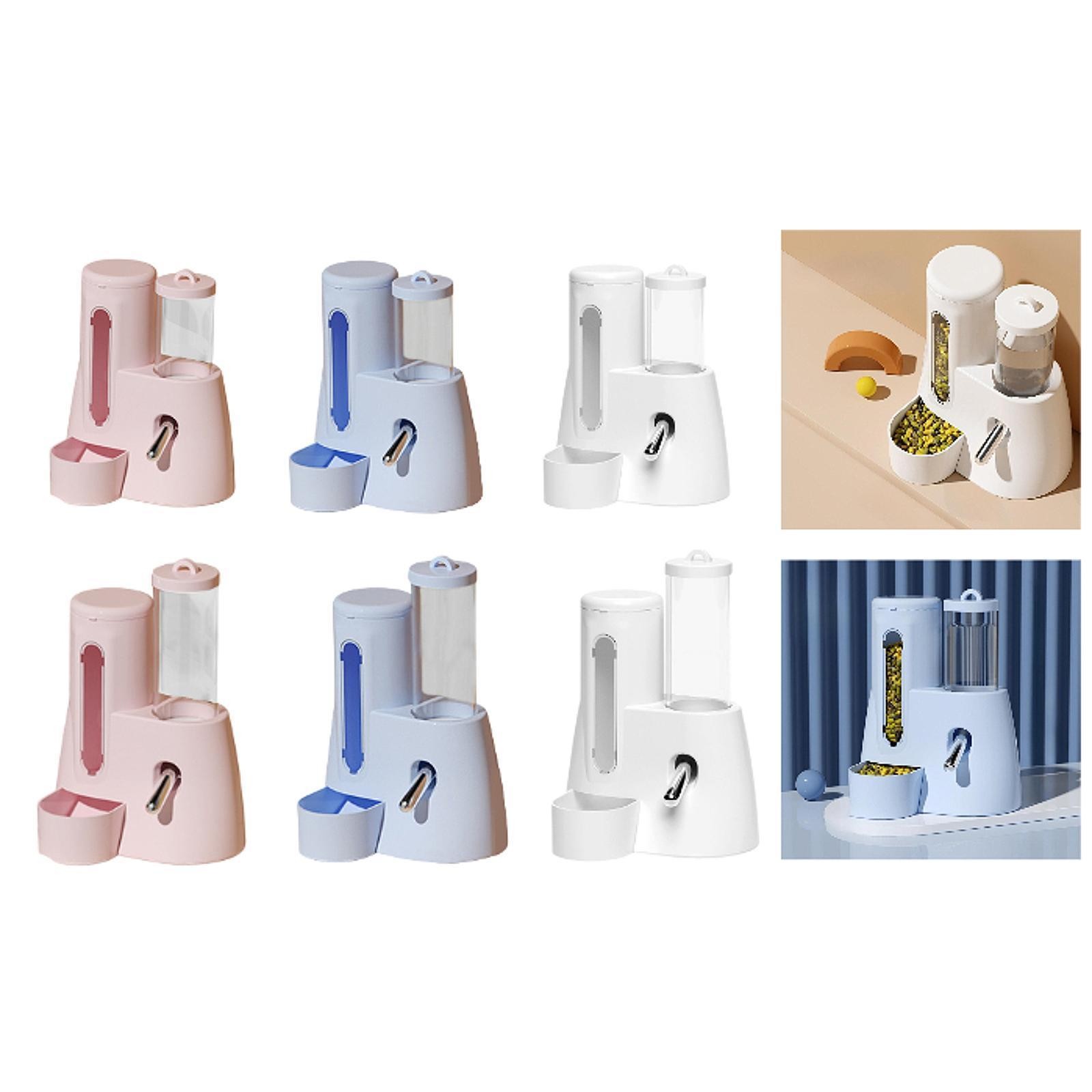 Automatic Hamster Feeder Feeding Bowl with Water Bottle Clear Food Dispenser for