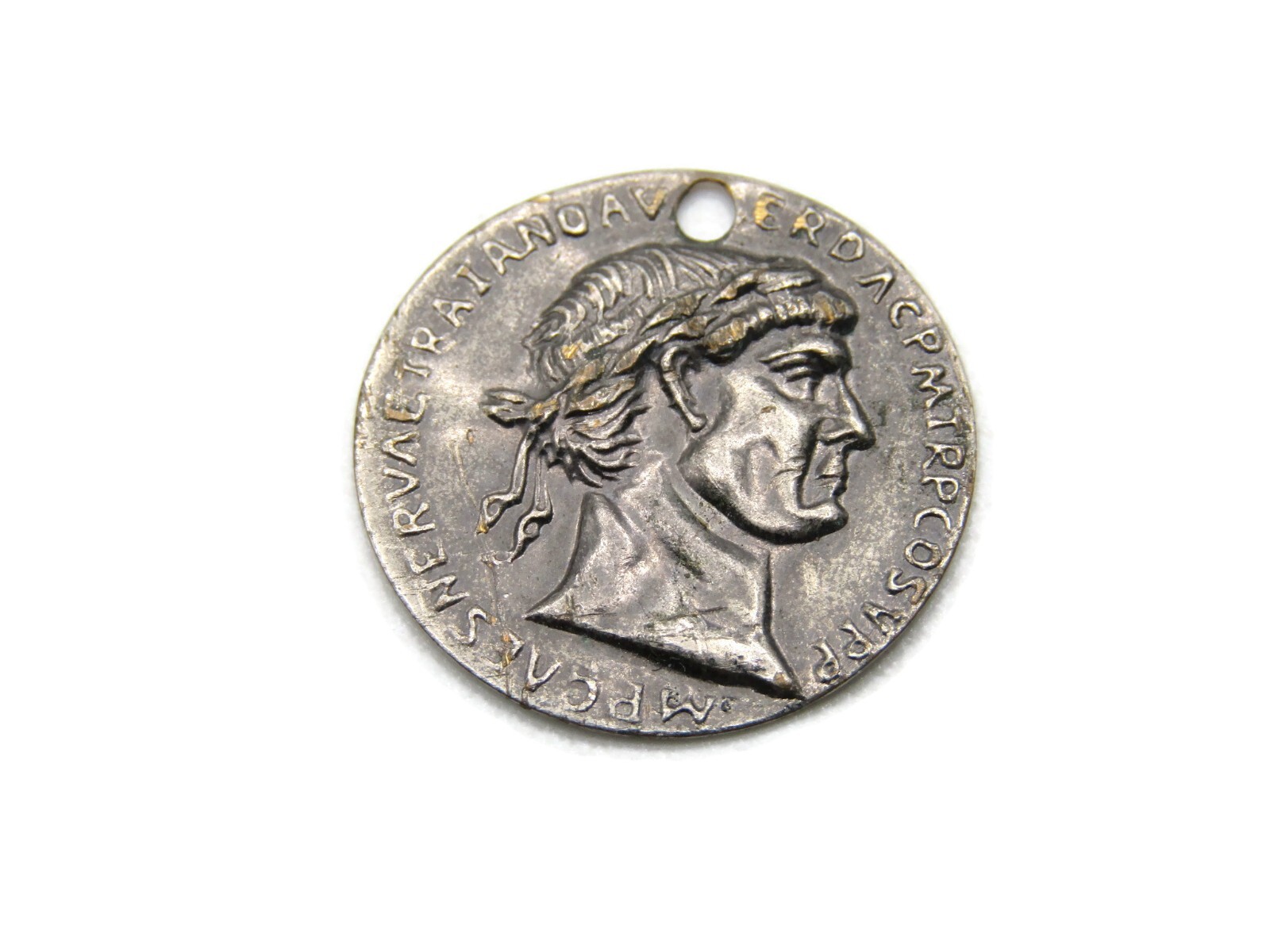 Greek Roman Lettered Necklace Charm Silver Tone