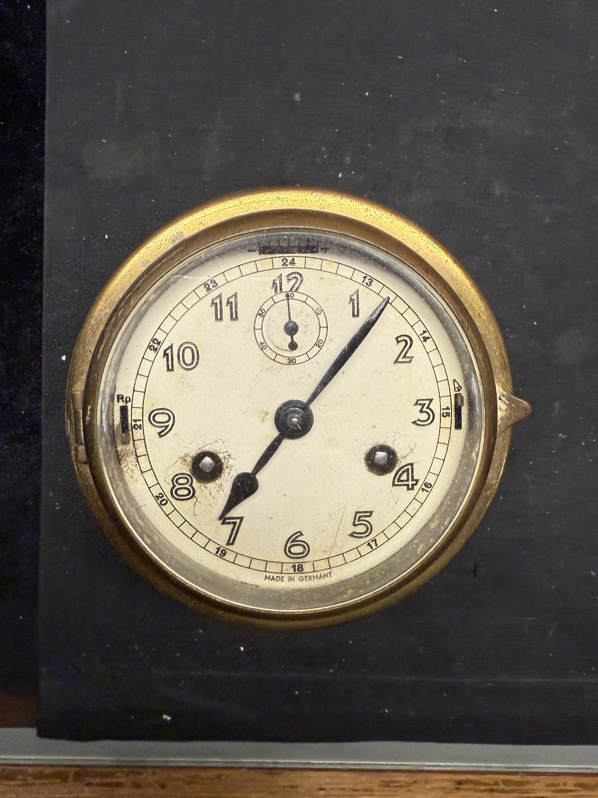 CC30)Vintage Brass Hamburg Ships Bell Clock Germany 4 1/4 Dial” Ships Bell Clock