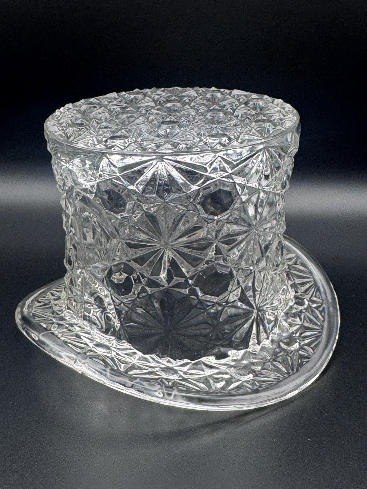 Vintage Fenton Daisy & Button Candy Dish Clear Cut Glass Top Hat