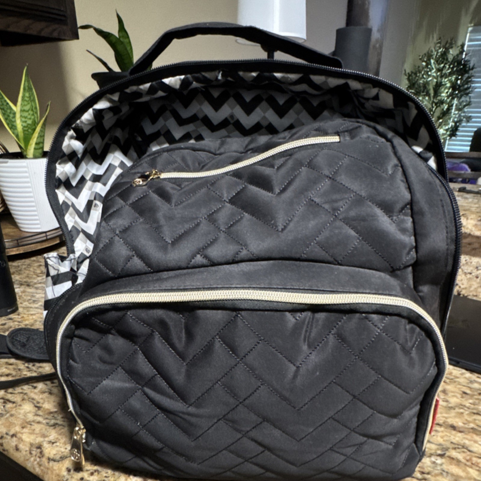 Fisher-price  Black Diaper Backpack with Zipper & Multiple Compartments