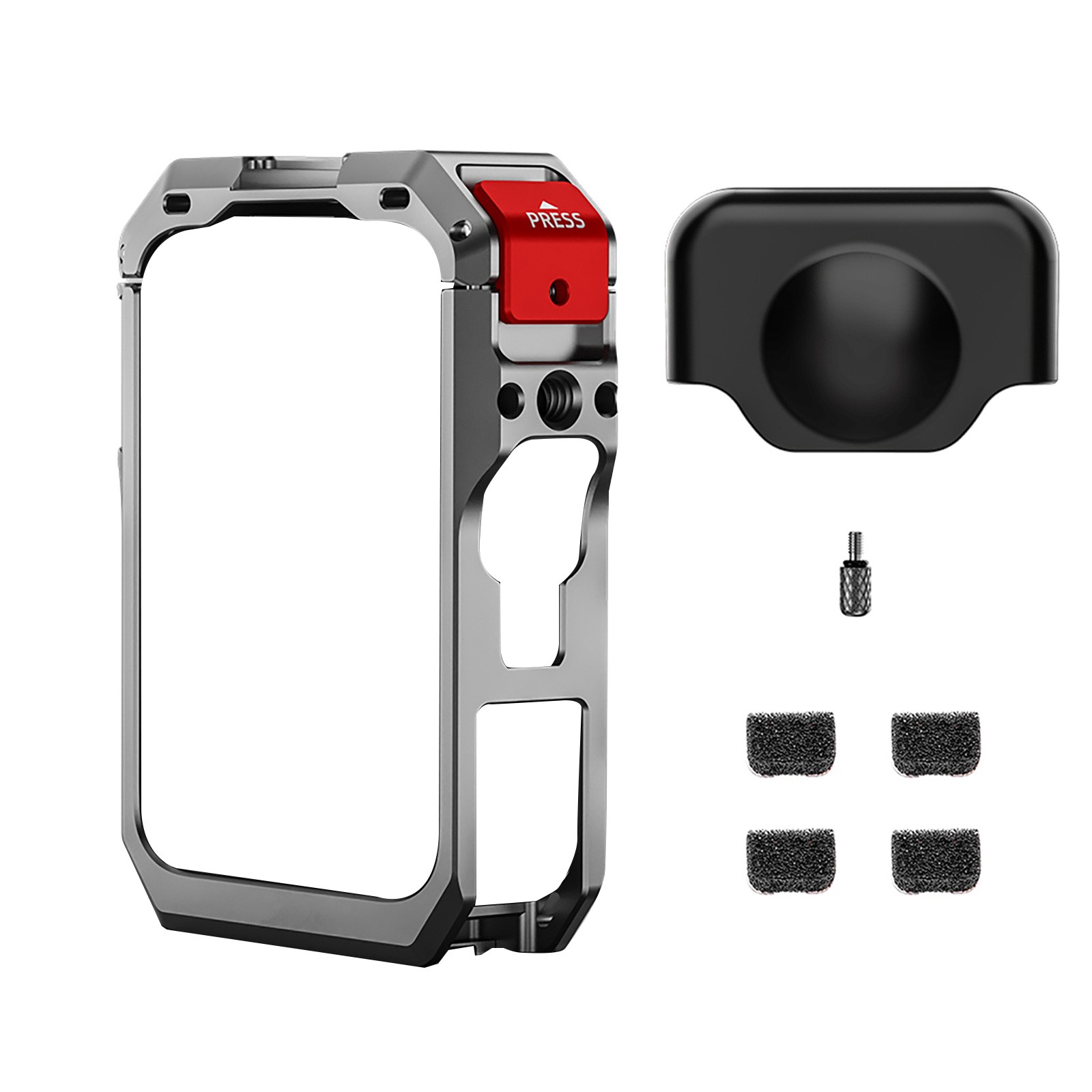 For DJI Osmo 360 Camera Metal Rabbit Cage With Silicone Lens Cover & Windproof