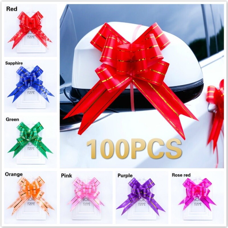 100 X Pull Bows Ribbon Wedding Car Decor Florist Hampers Gift Packaing DIY