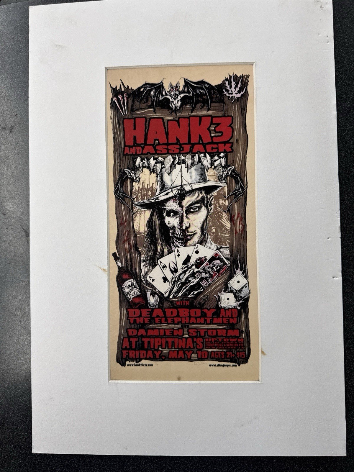 Hank3 And Assjack Póster Friday May 10 2002 Outside 15x10” Inside 10x5”