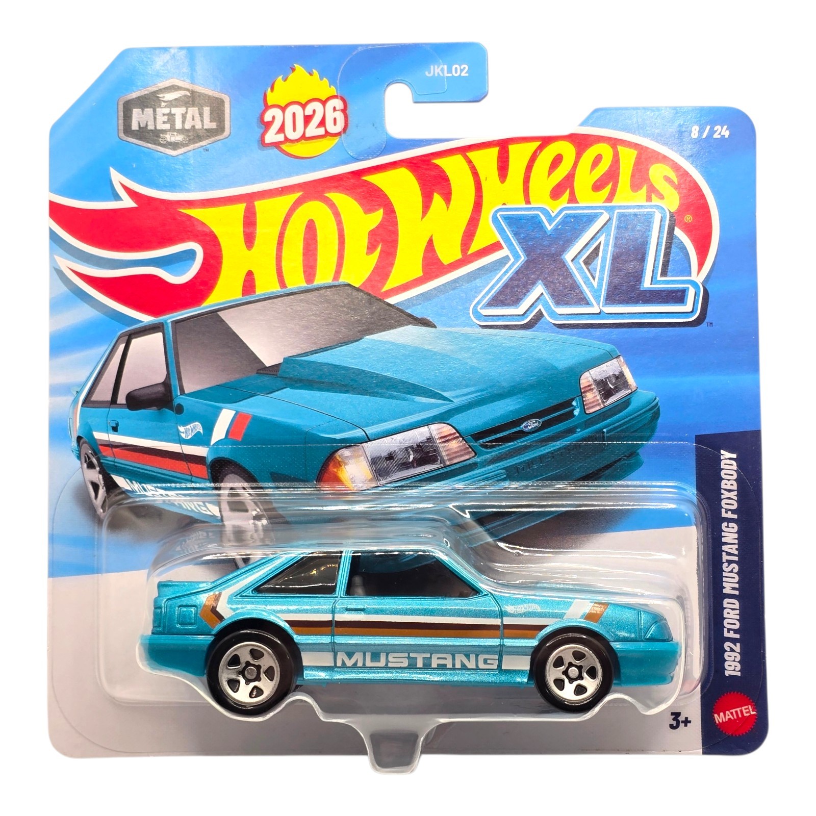 2026 Hot Wheels XL Series 1:43 1992 Ford Mustang Foxbody Metal #8/24 New!