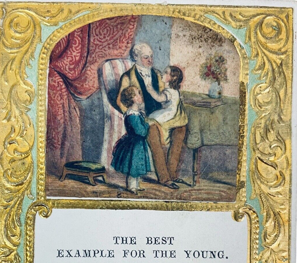 Victorian Bible Verse Card ~ 3" x 4" John 1.29 Lord Lamb of God Proverbs 8.32