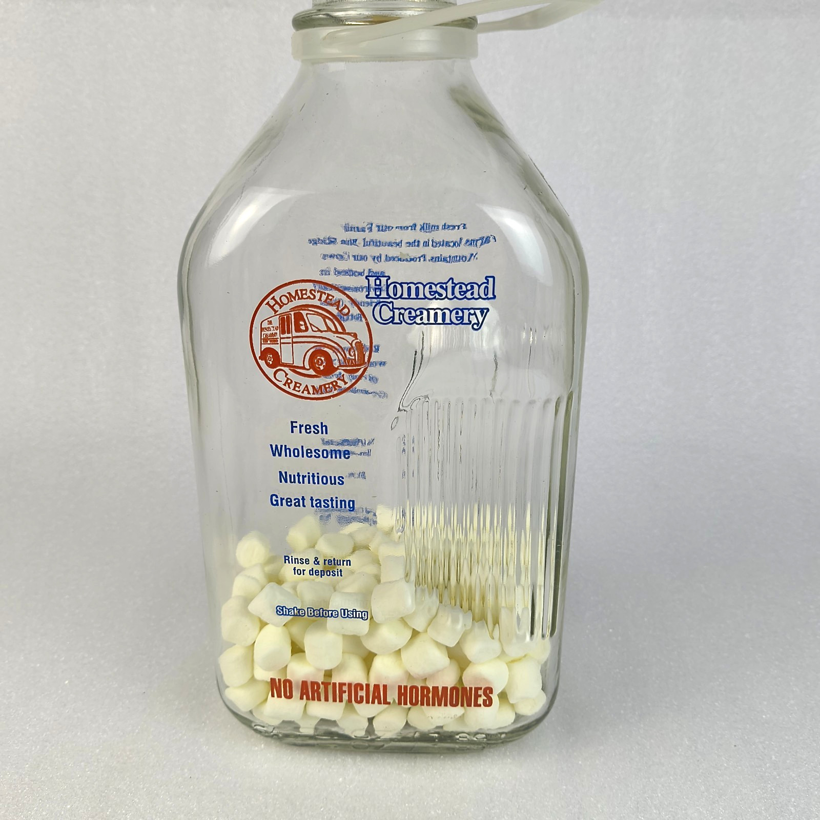 2013 Homestead Creamery 1/2 Gallon Milk Bottle Great Shape Clear Paint