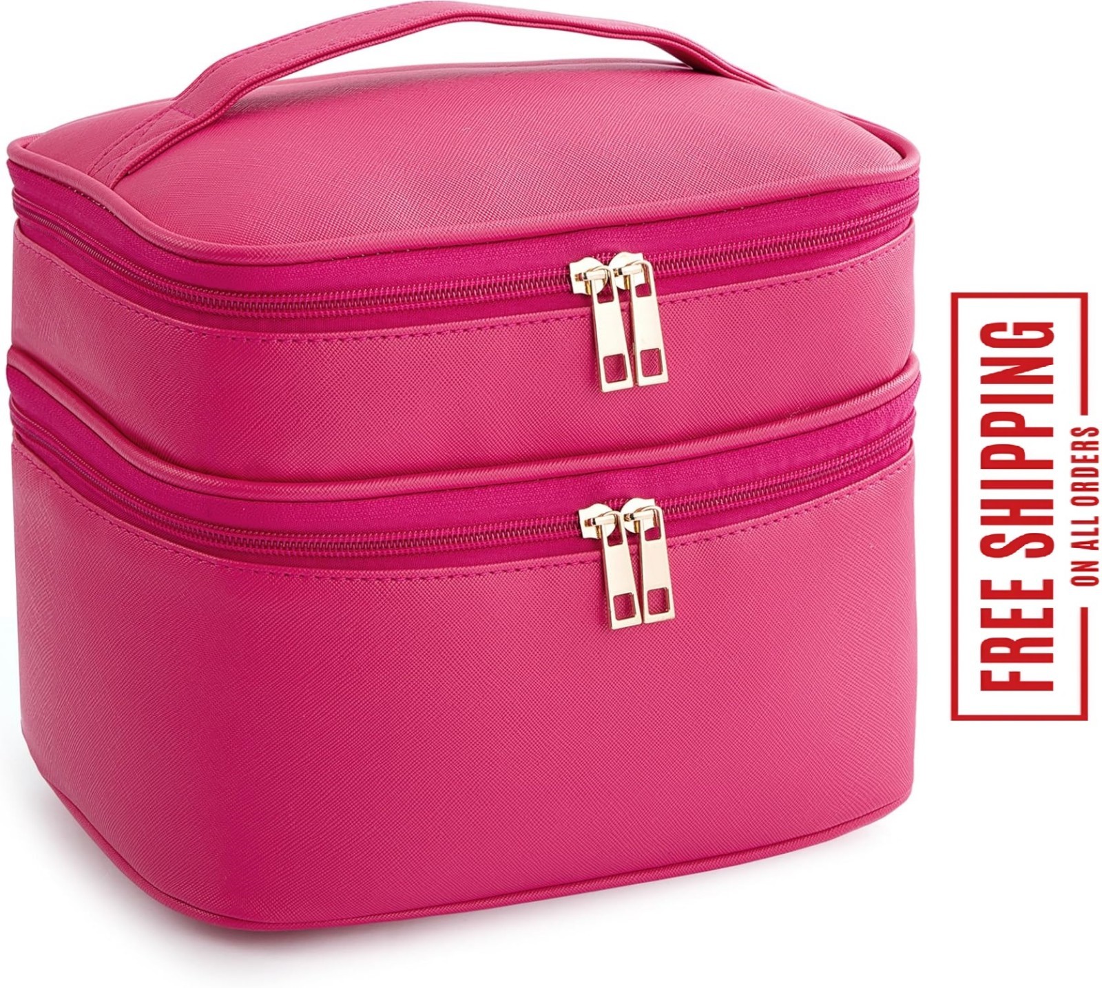 Christmas GiftTravel Makeup Bag Portable Cute Leather Cosmetic Bag Large Make Up