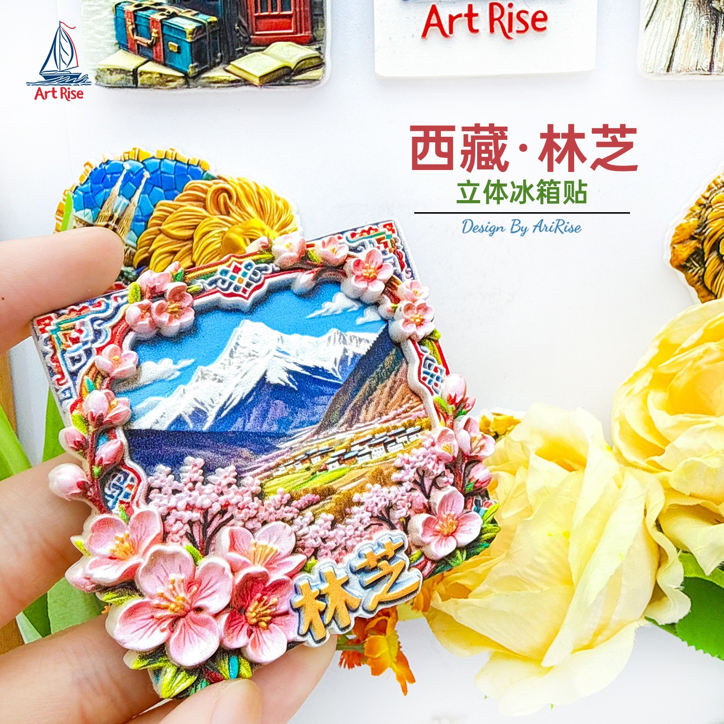 Nyingchi Xizang Namcha Barwa Fridge Magnet Tourist Souvenir Resin Refrigerator