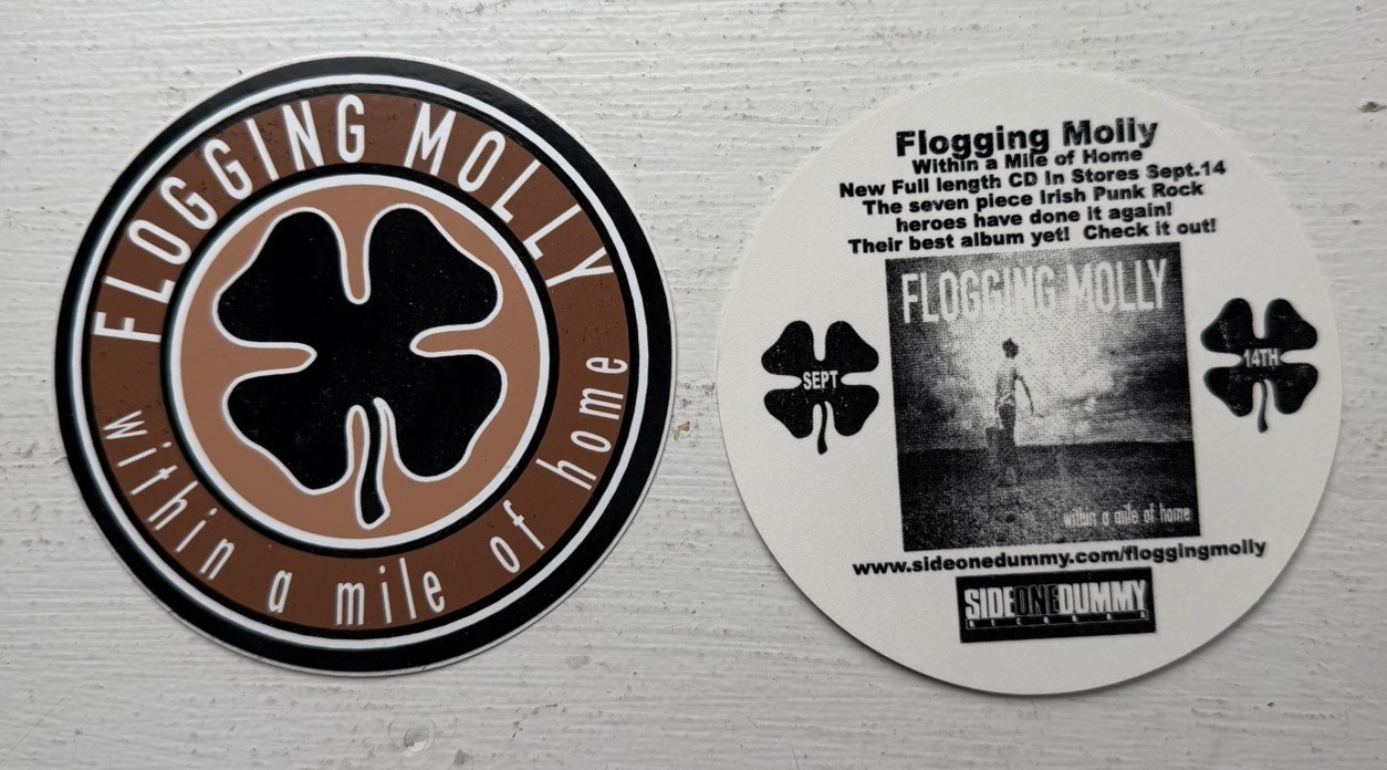 Flogging Molly LOT 2 Sticker Within a Mile of Home Album 2004 Promo SideOneDummy