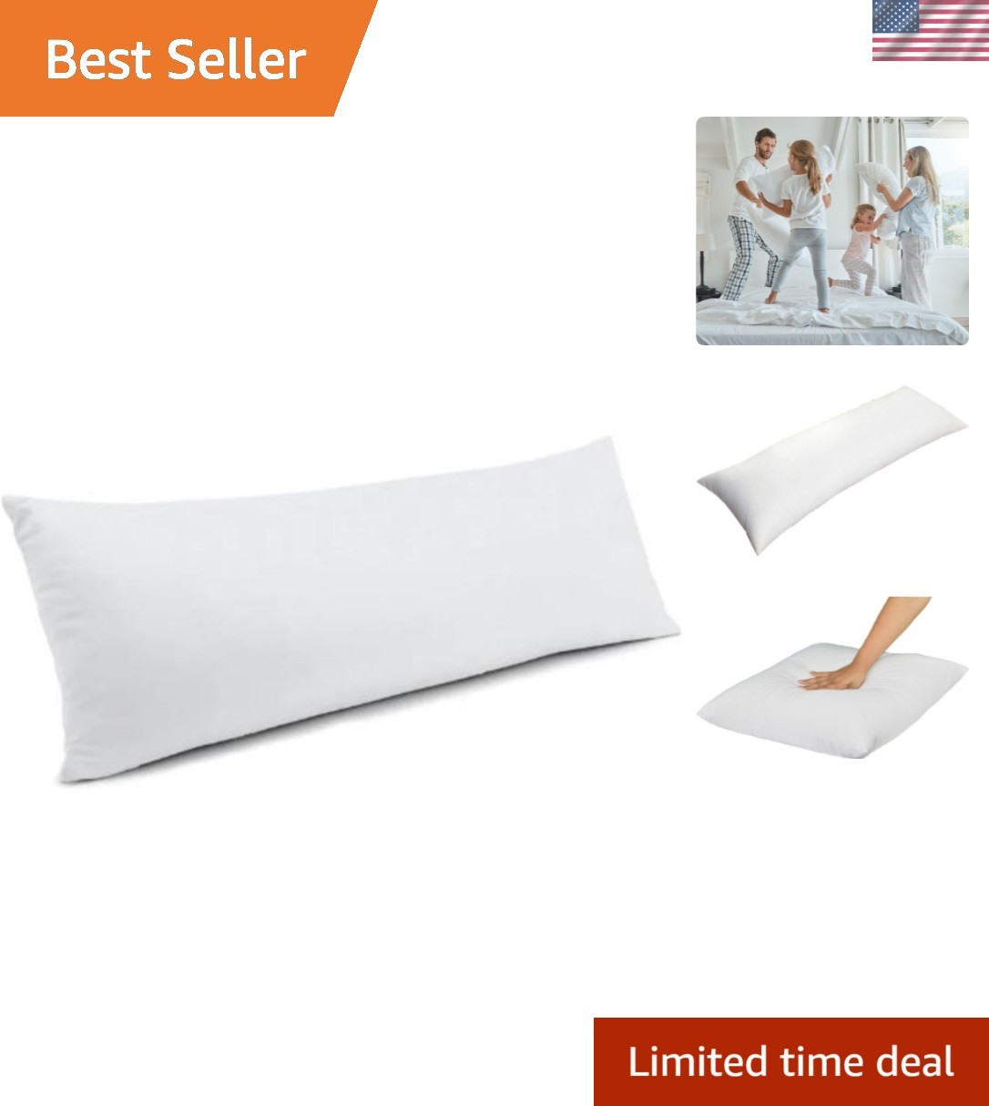 14x36 Inch Synthetic Down Alternative Rectangle Pillow Insert Form Stuffer fo...