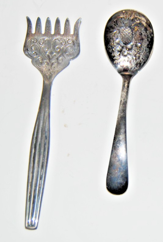 Lot of 2 Vintage Sheffield England Silver Plated Fork & Spoon Ornate Silverware